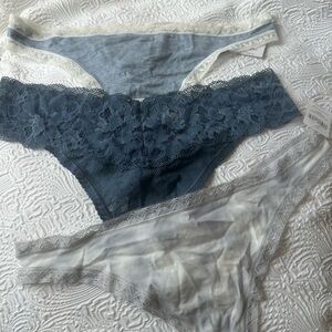Soma Lace Trim Panty Trio - Blue, Gray, Cream